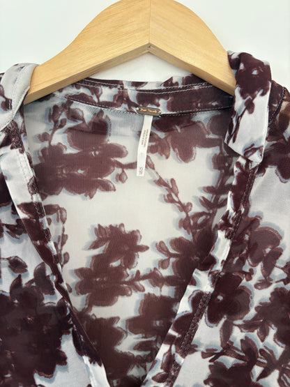 Free People Printed Mesh Blouse XS