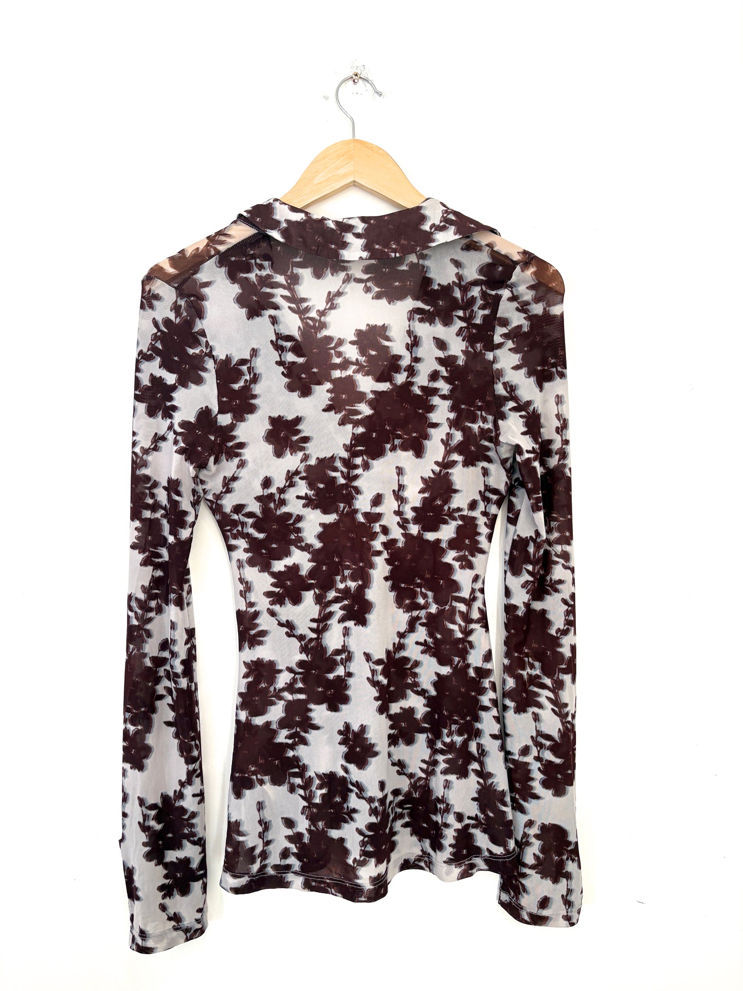 Free People Printed Mesh Blouse XS