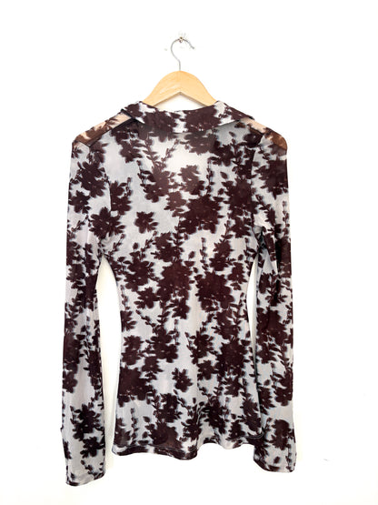 Free People Printed Mesh Blouse XS