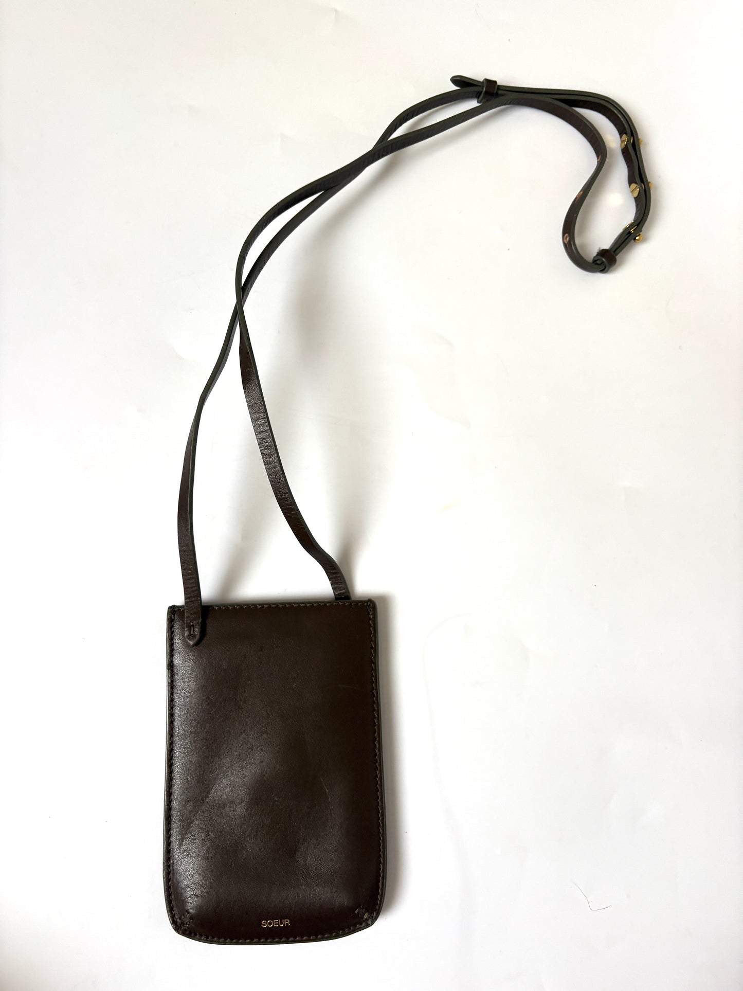 Soeur small brown leather phone bag