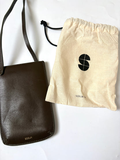 Soeur Brown Leather Phone bag