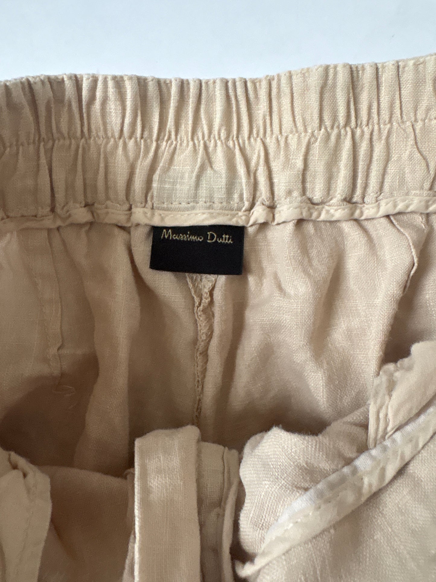 Massimo Dutti Beige Linen Trousers UK 6