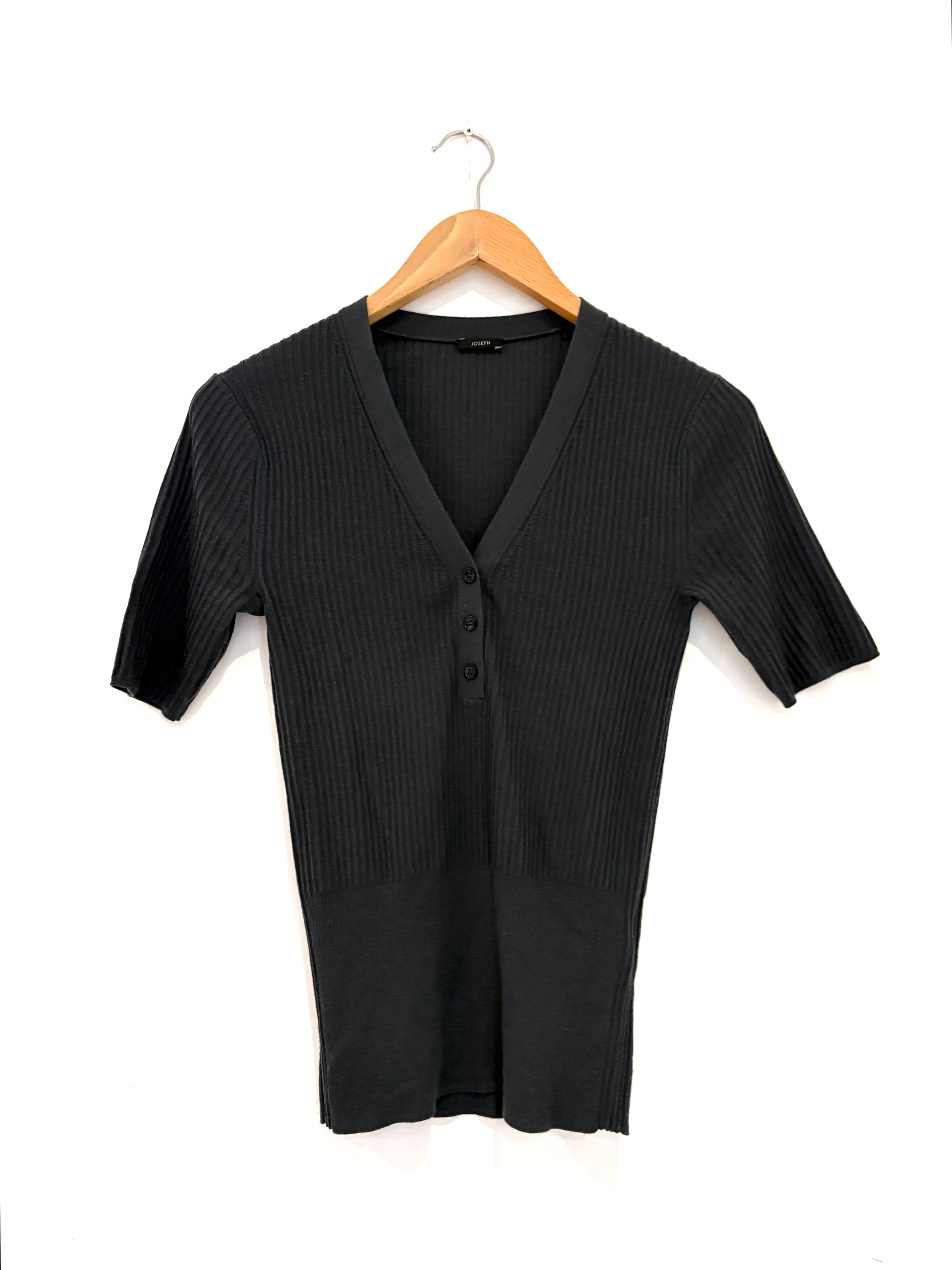 Joseph Ribbed Wool Short Sleeve Cardigan