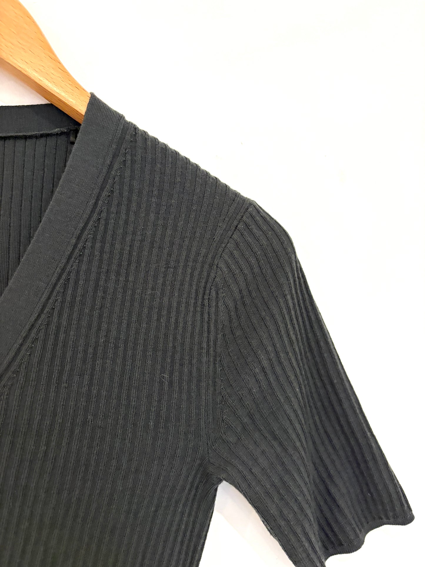 Joseph Ribbed Wool Short Sleeve Cardigan XS