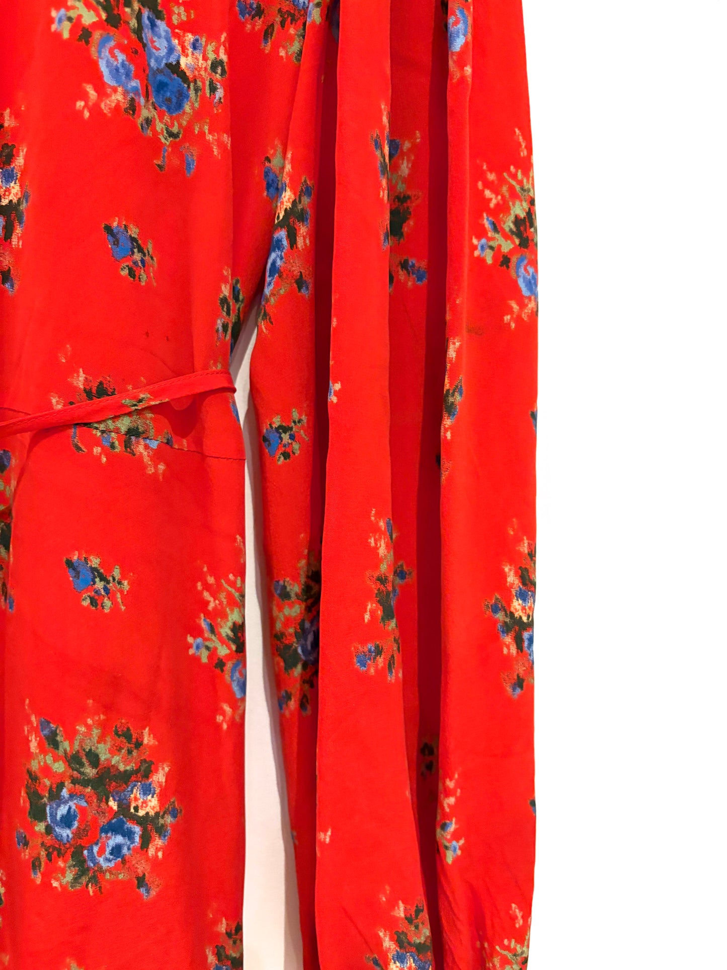 Ganni Red Floral Wrap Maxi Dress UK 10
