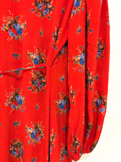 Ganni Red Floral Wrap Maxi Dress UK 10