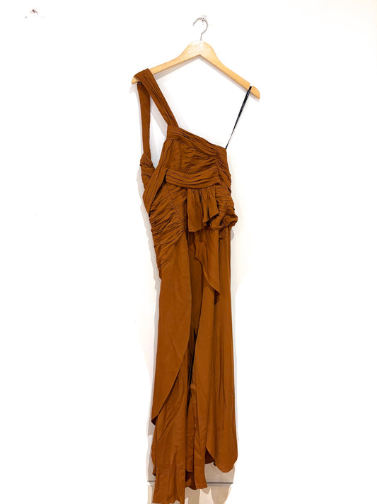 New With Tags Self Portrait Tan Ruched Dress UK 12