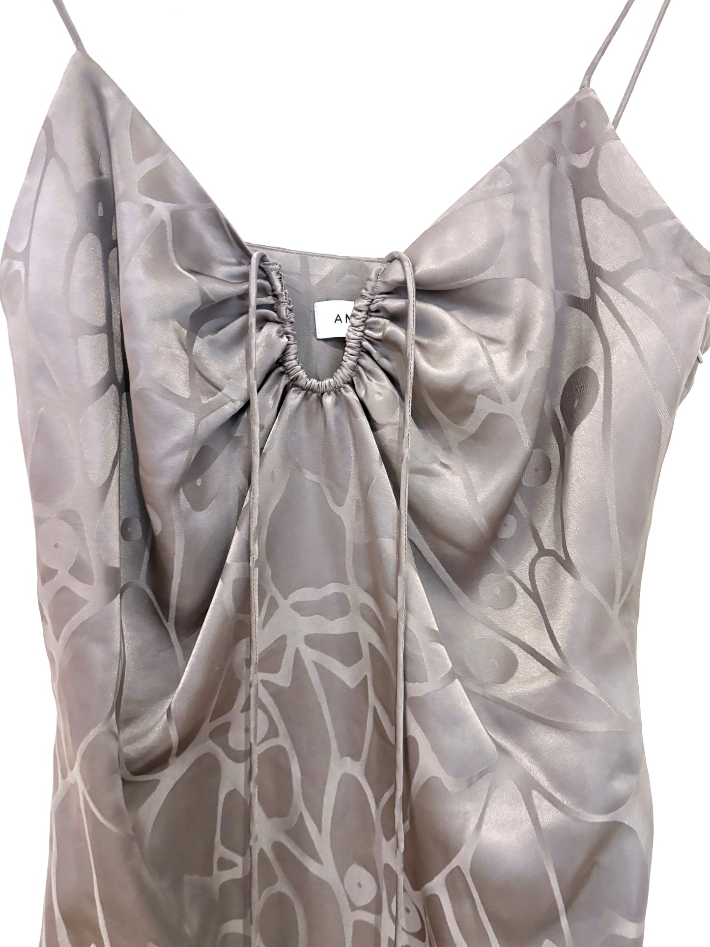 Anine Bing Papillon Silk Silver Mini Dress S