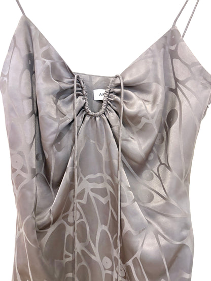 Anine Bing Papillon Silk Silver Mini Dress S