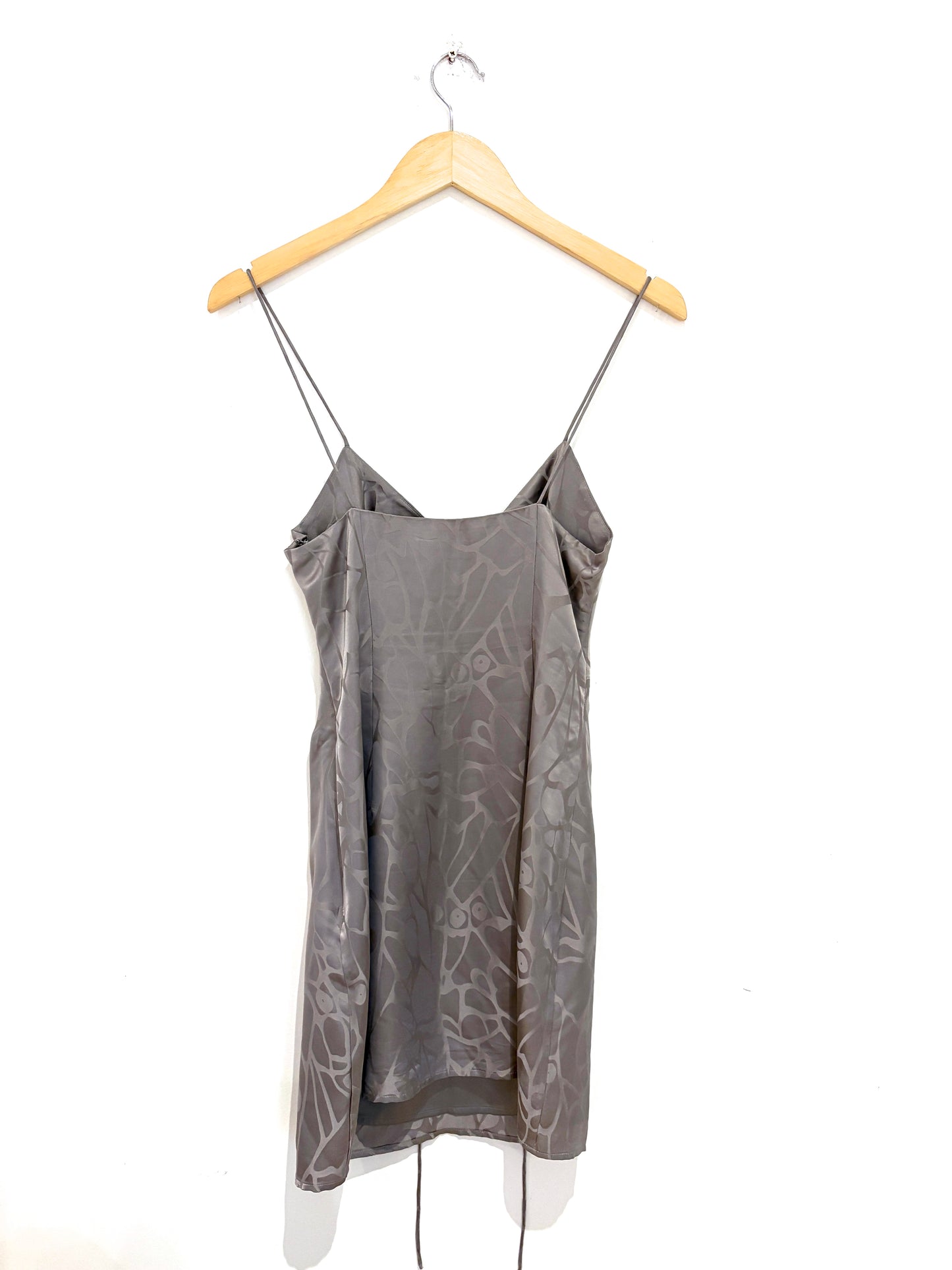 Anine Bing Papillon Silk Silver Mini Dress S
