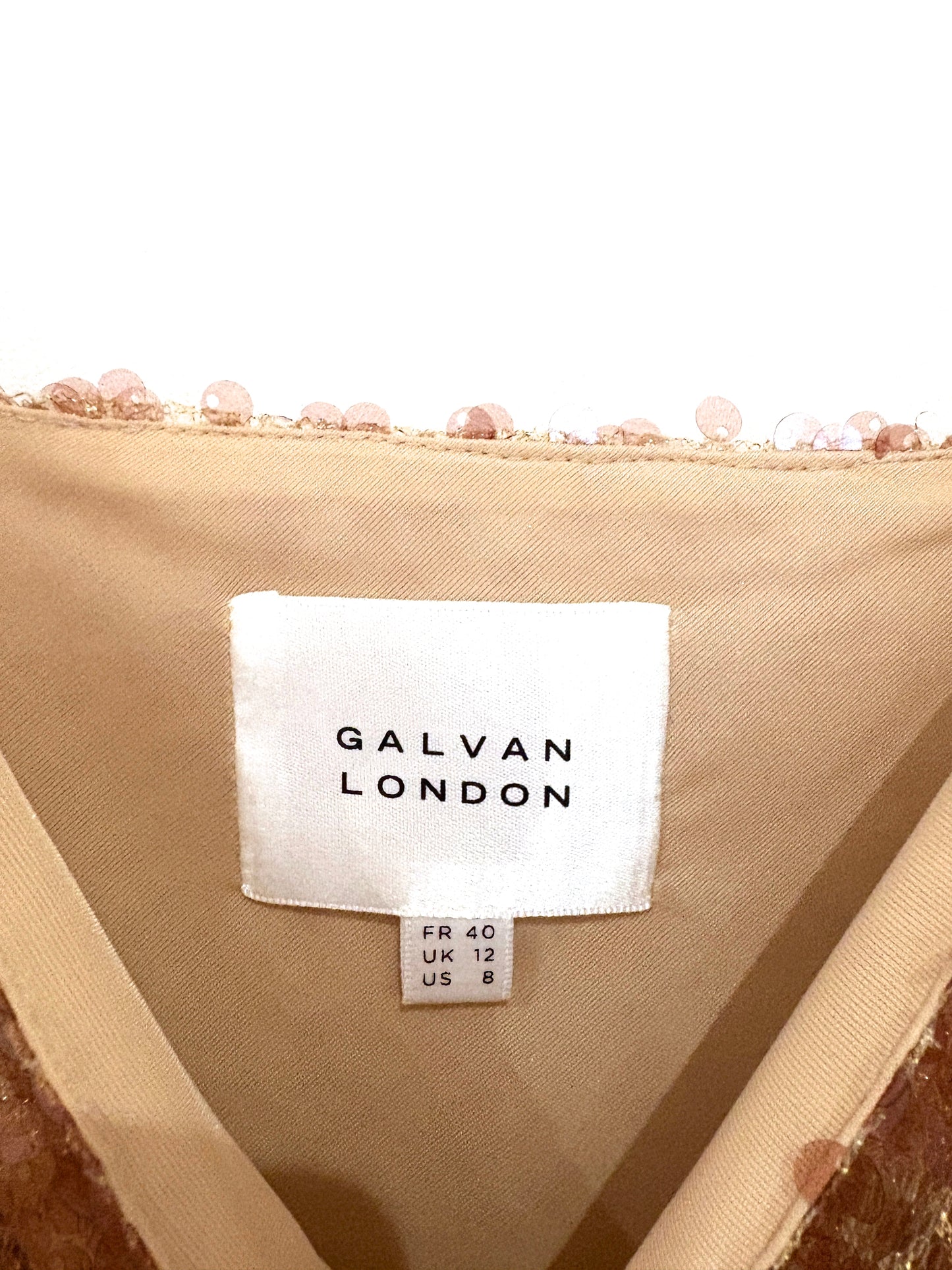 Galvan London Beige Sequin Tank Top UK 12
