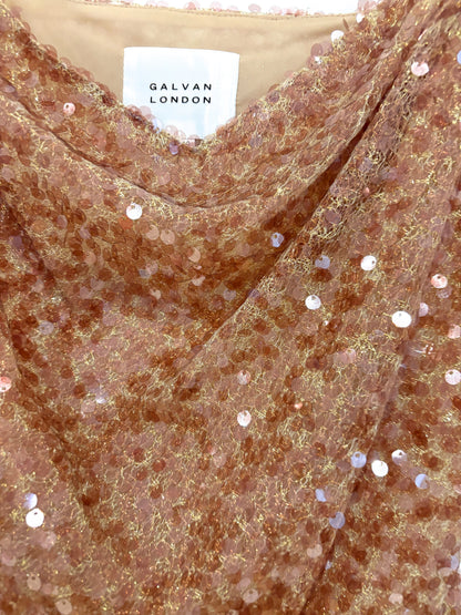 Galvan London Beige Sequin Tank Top UK 12