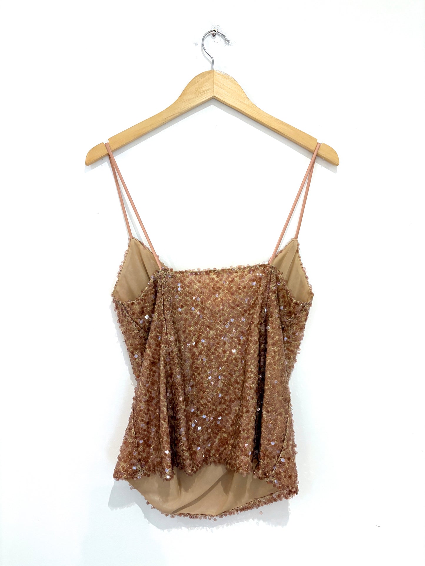 Galvan London Beige Sequin Tank Top UK 12