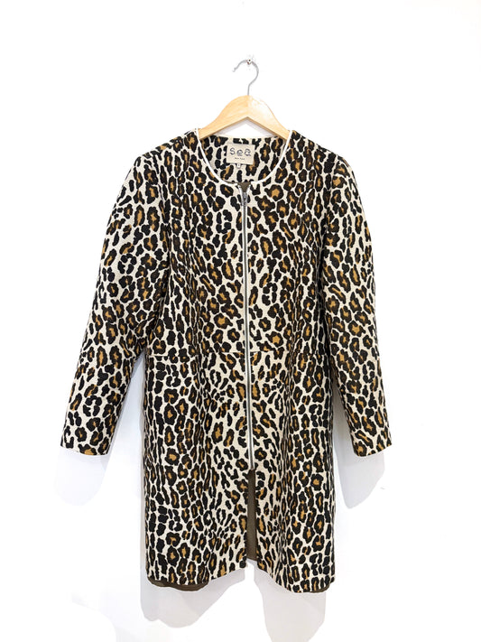 Sea New York Leopard Print Coat UK 12
