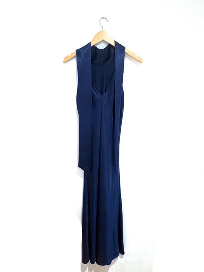 Galvan Satin Blue Maxi Dress UK 12