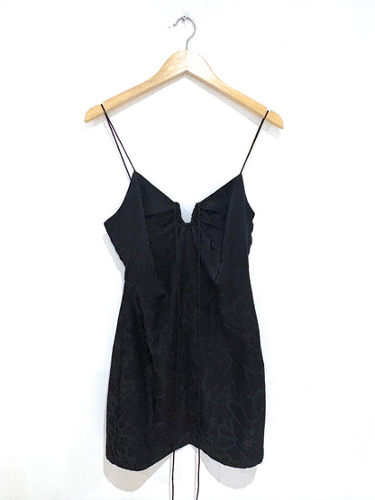 Anine Bing Papillon Silk Black Mini Dress S