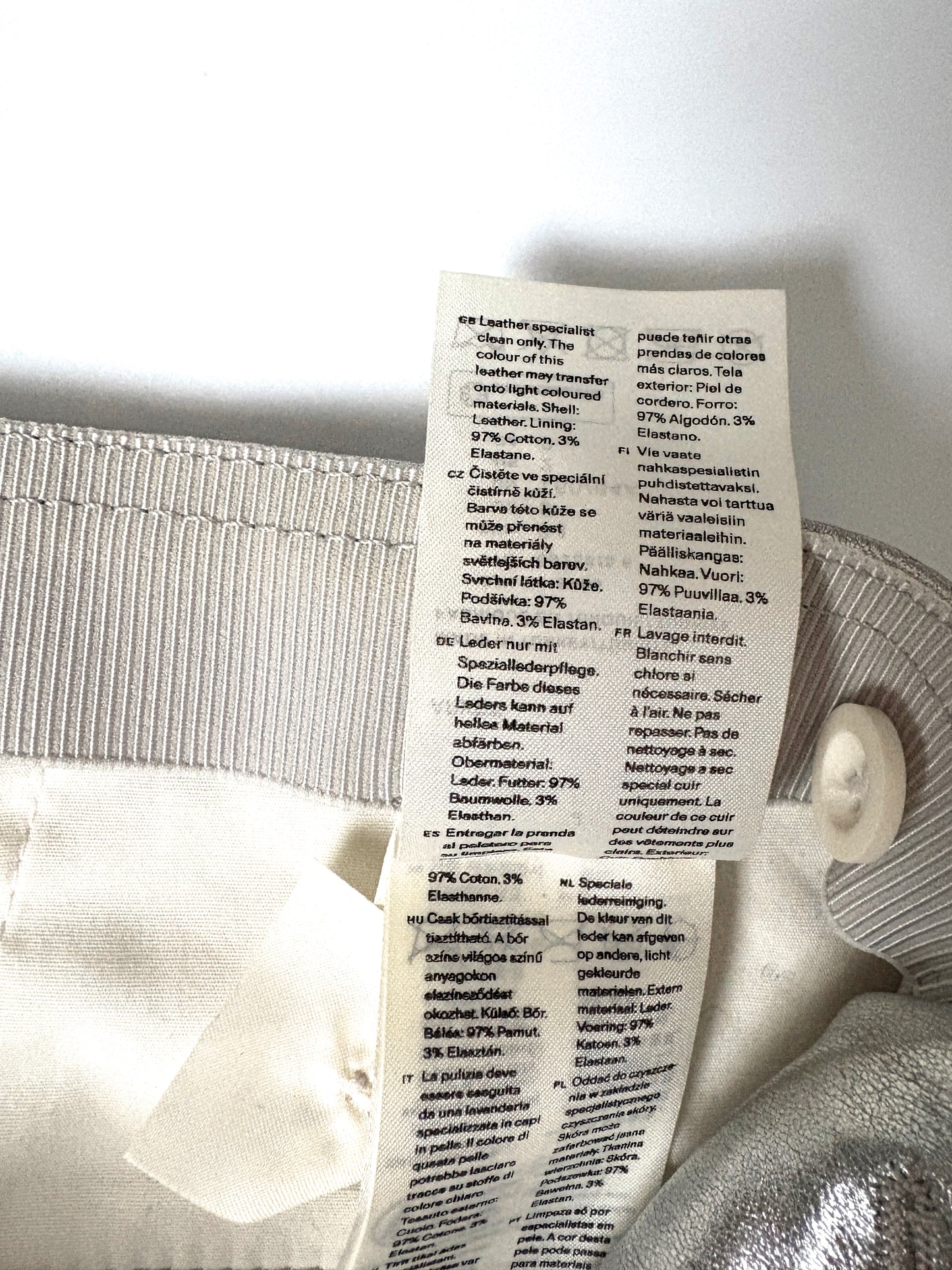 Arket Silver Leather Flare Trousers UK 6