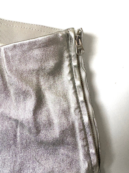 Arket Silver Leather Flare Trousers UK 6