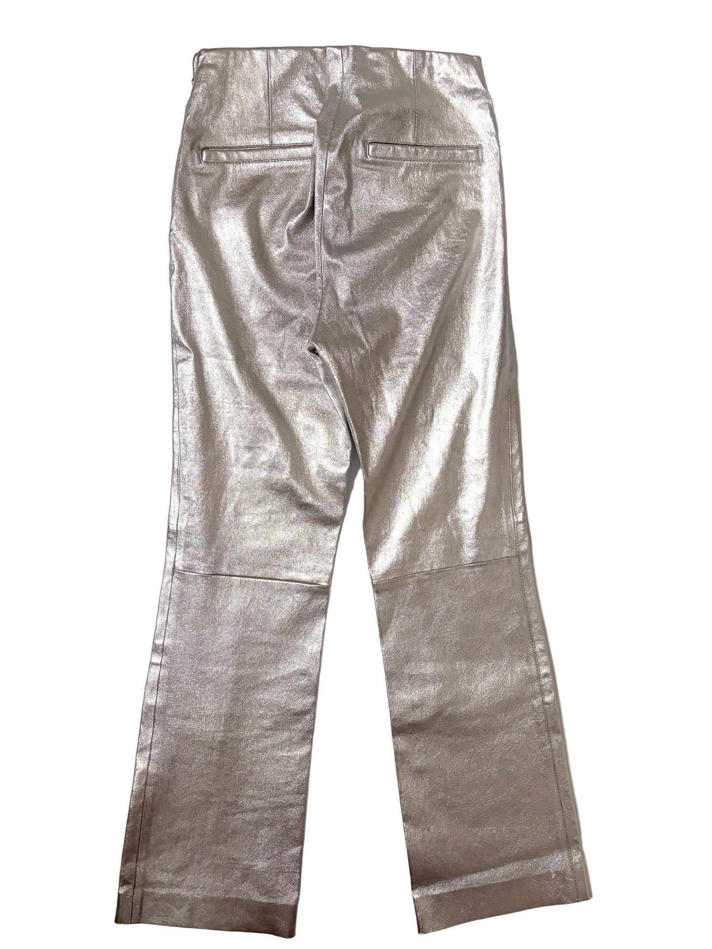 Arket Silver Leather Flare Trousers UK 6