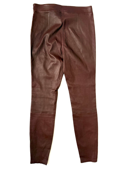 Reiss Burgundy Leather Leggings UK 12