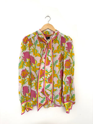 Me+Em Silk Printed Pussybow Blouse UK 14
