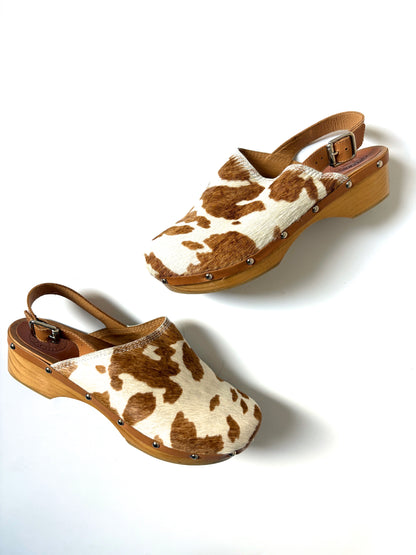 Penelope Chilvers Cow Print Clogs