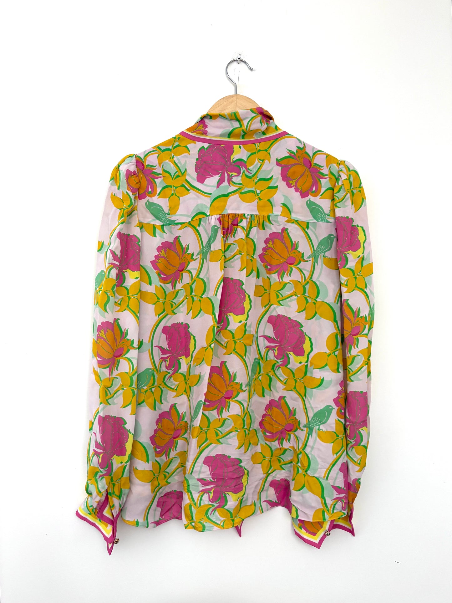 Me+Em Silk Printed Pussybow Blouse UK 14