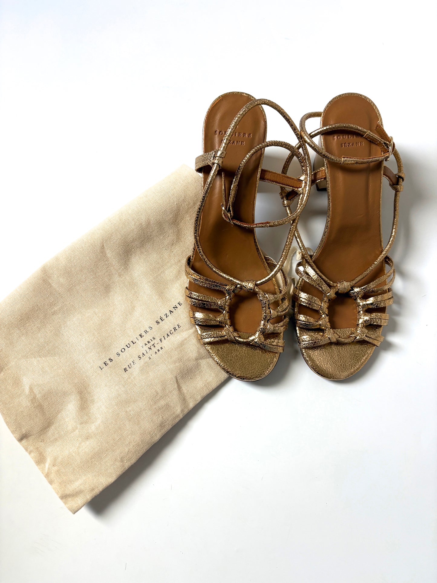 Sézane Gloria Gold Sandals UK 7