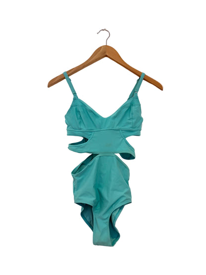 adidas by stella mcartney turquoise cut out swimsuit