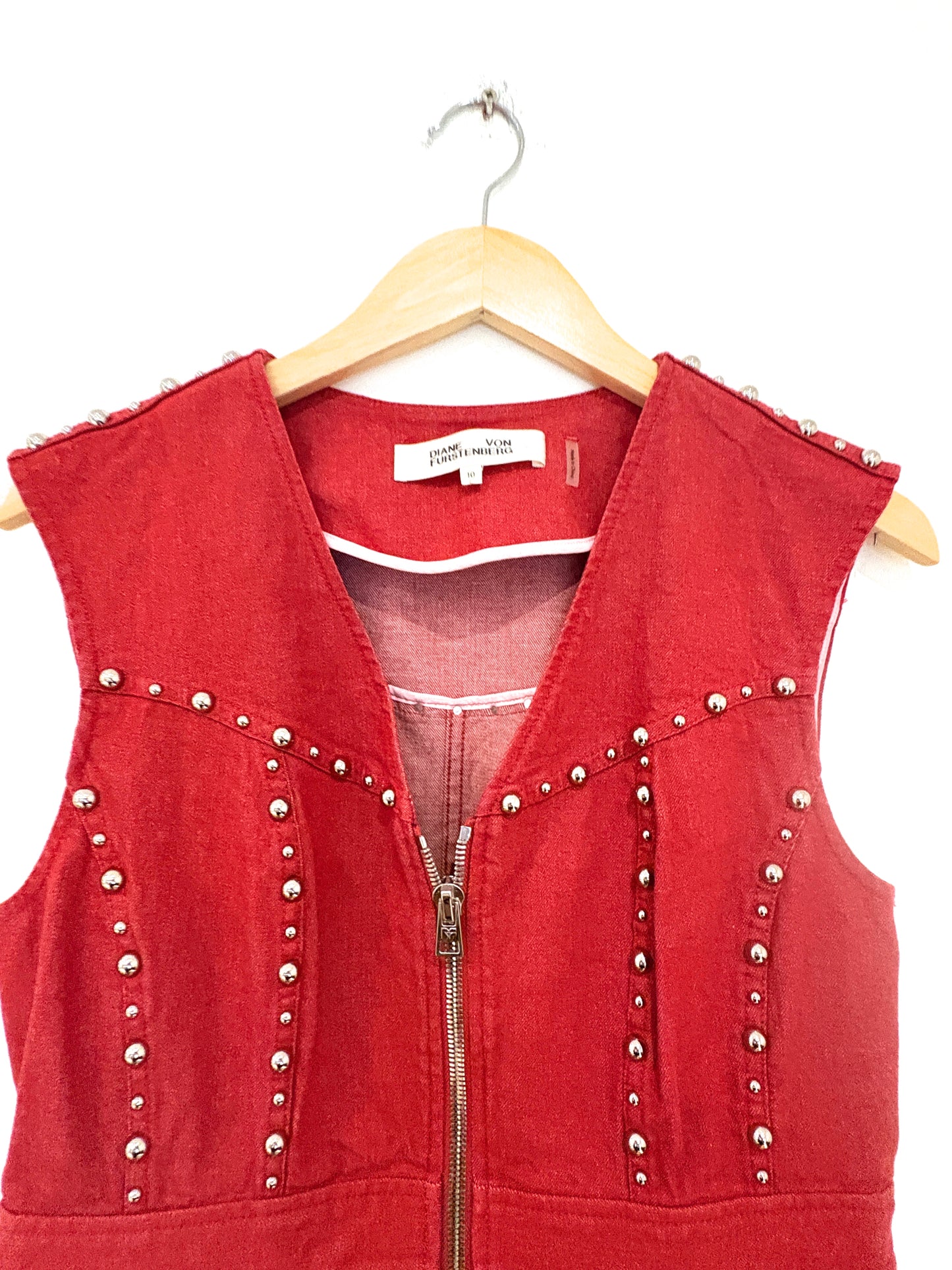 Diane Von Furstenberg Red Zip Front Dress UK 14