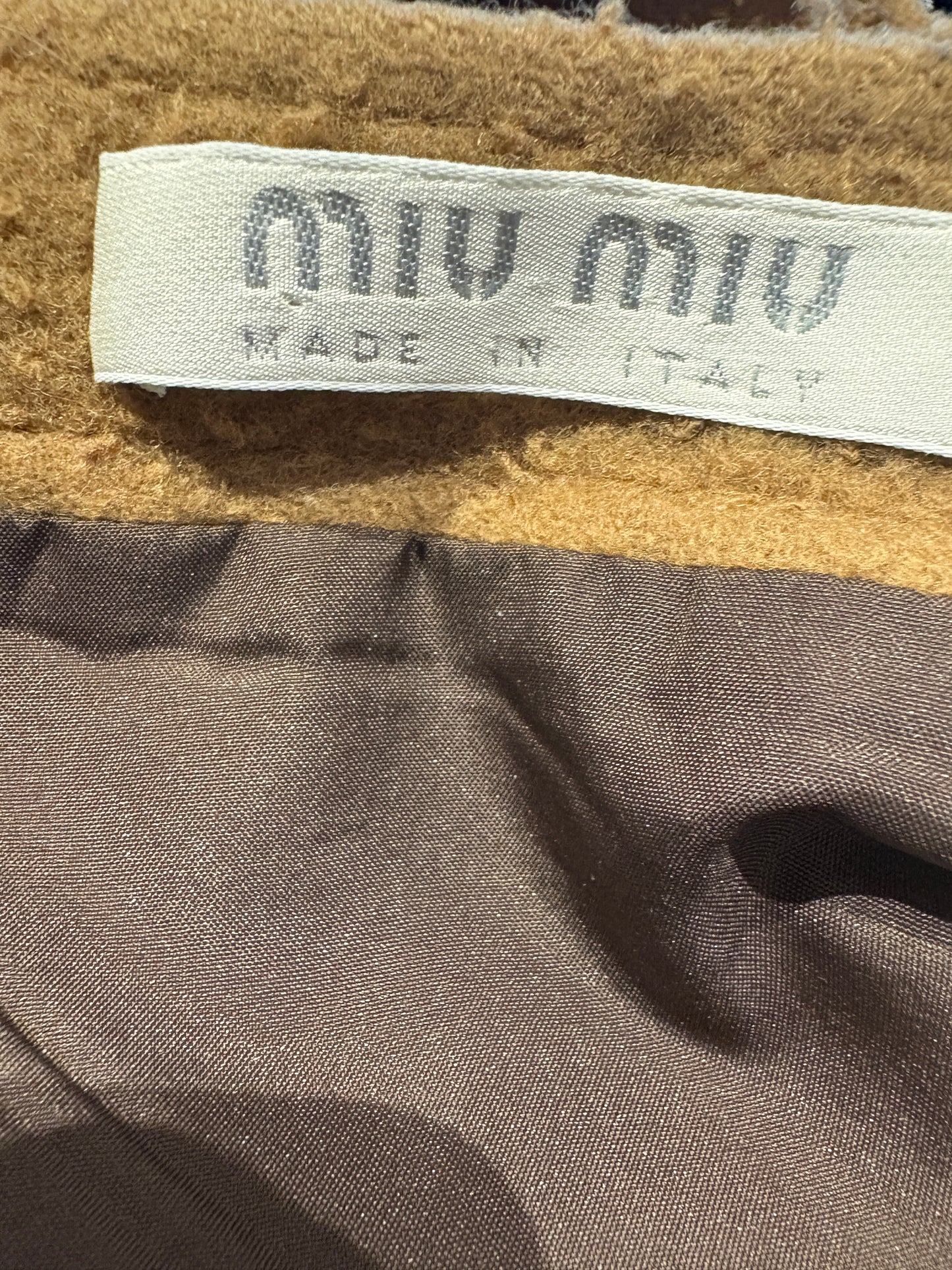 Miu Miu Beige Wool Textured Skirt UK 8