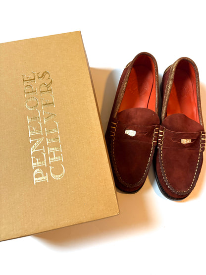 Penelope Chilvers Burgundy Suede Loafers UK 7