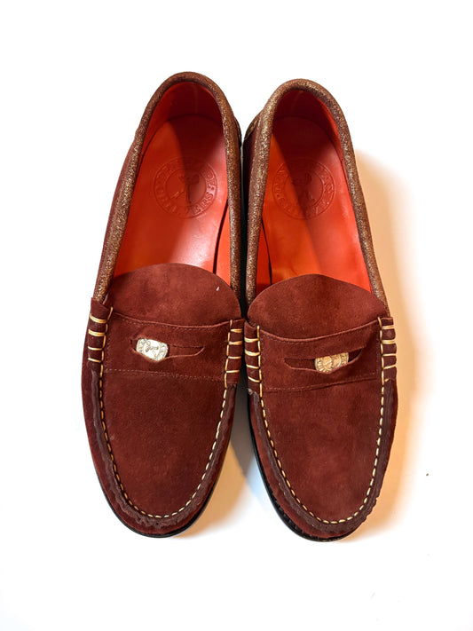 Penelope Chilvers Burgundy Suede loafers