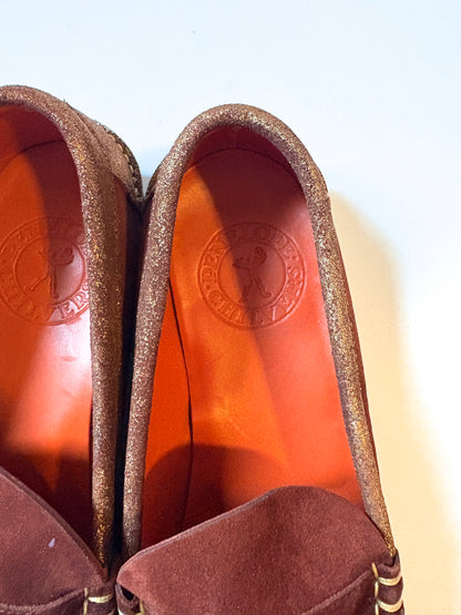 Penelope Chilvers Burgundy Suede Loafers UK 7