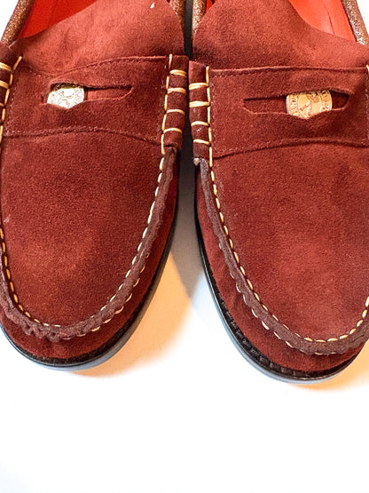 Penelope Chilvers Burgundy Suede Loafers UK 7