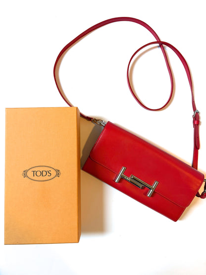 Tod's Double-T Red Leather Bag