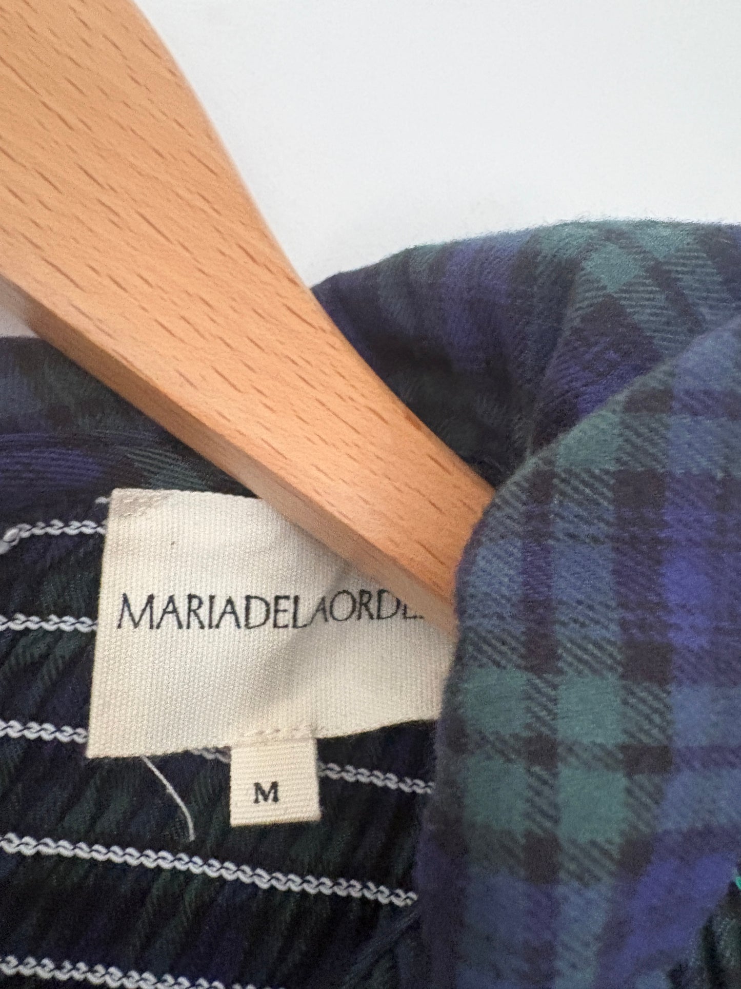 Maria de la Orden Smocked Check Blouse M