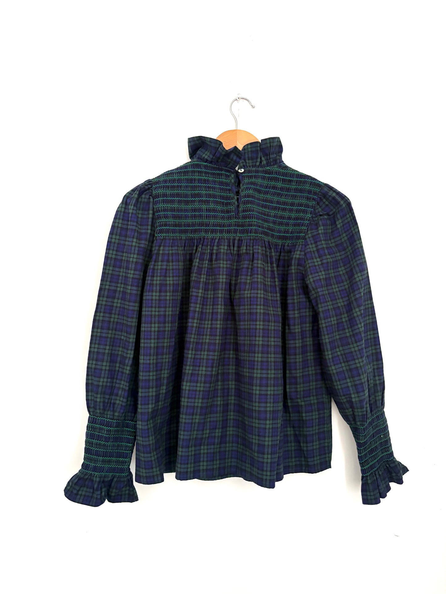 Maria de la Orden Smocked Check Blouse M