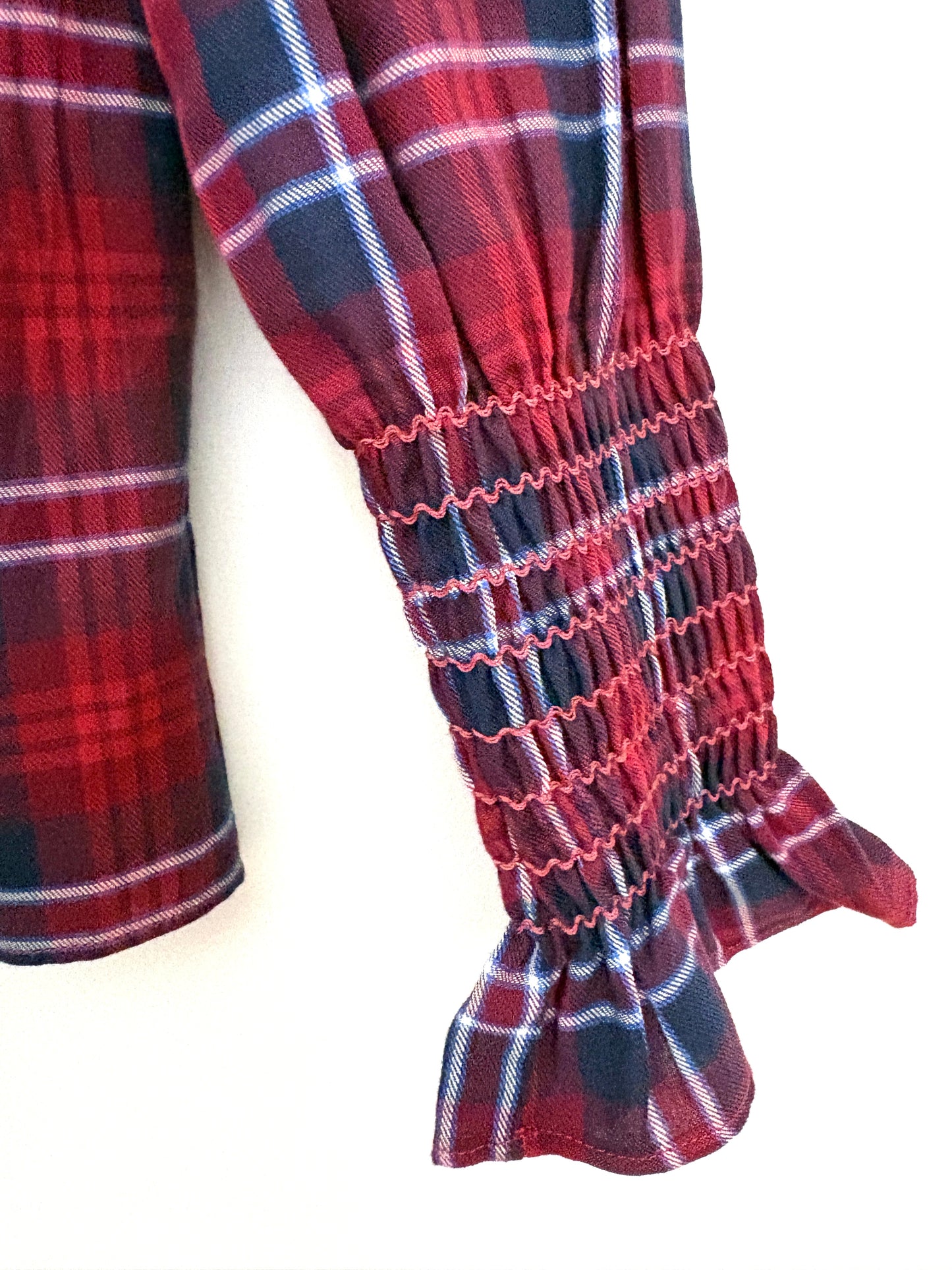 Maria De La Orden Smocked Check Blouse S