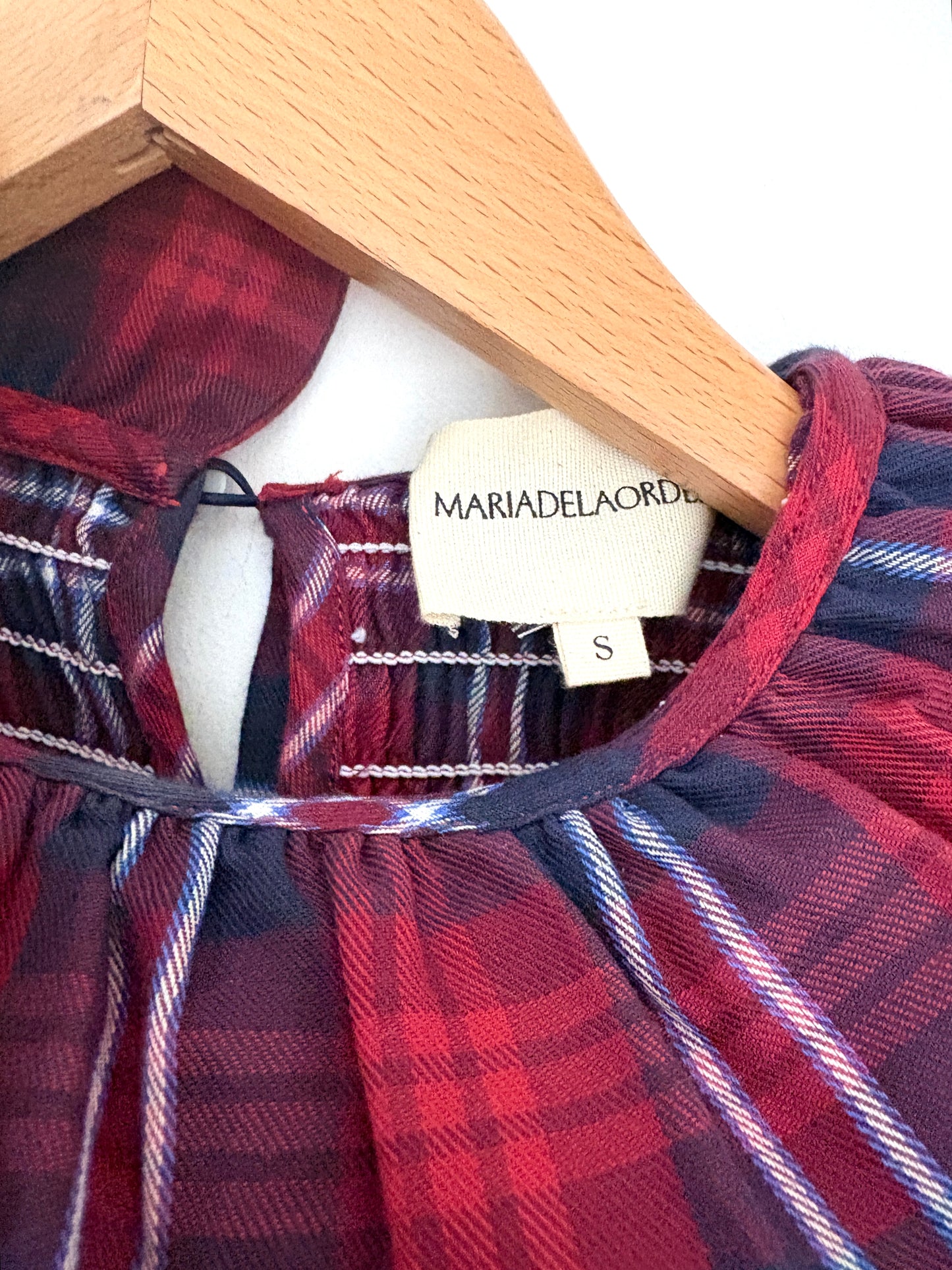 Maria De La Orden Smocked Check Blouse S