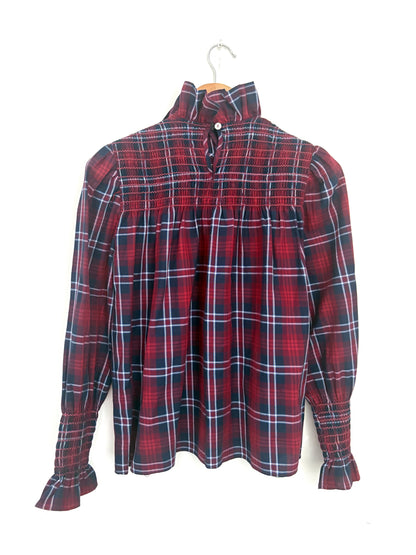 Maria De La Orden Smocked Check Blouse S
