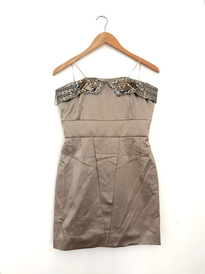 Matthew williamson taupe satin dress