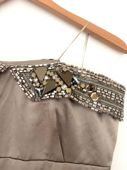 Matthew Williamson Taupe Satin Dress UK 10