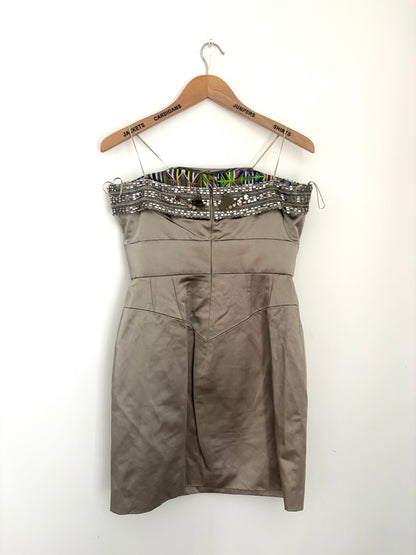 Matthew Williamson Taupe Satin Dress UK 10