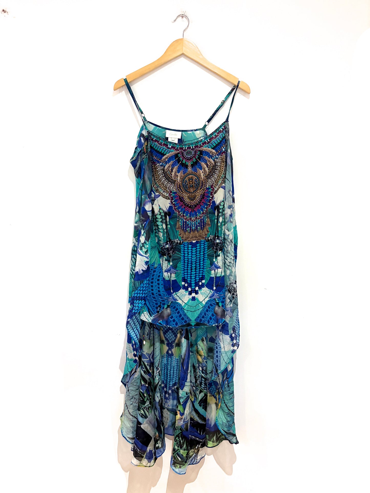 Camilla Printed High Low Dress L