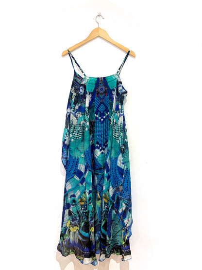 Camilla Printed High Low Dress L