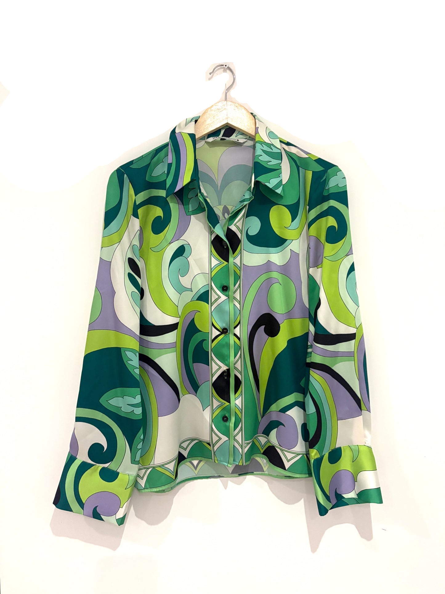 zara green print shirt