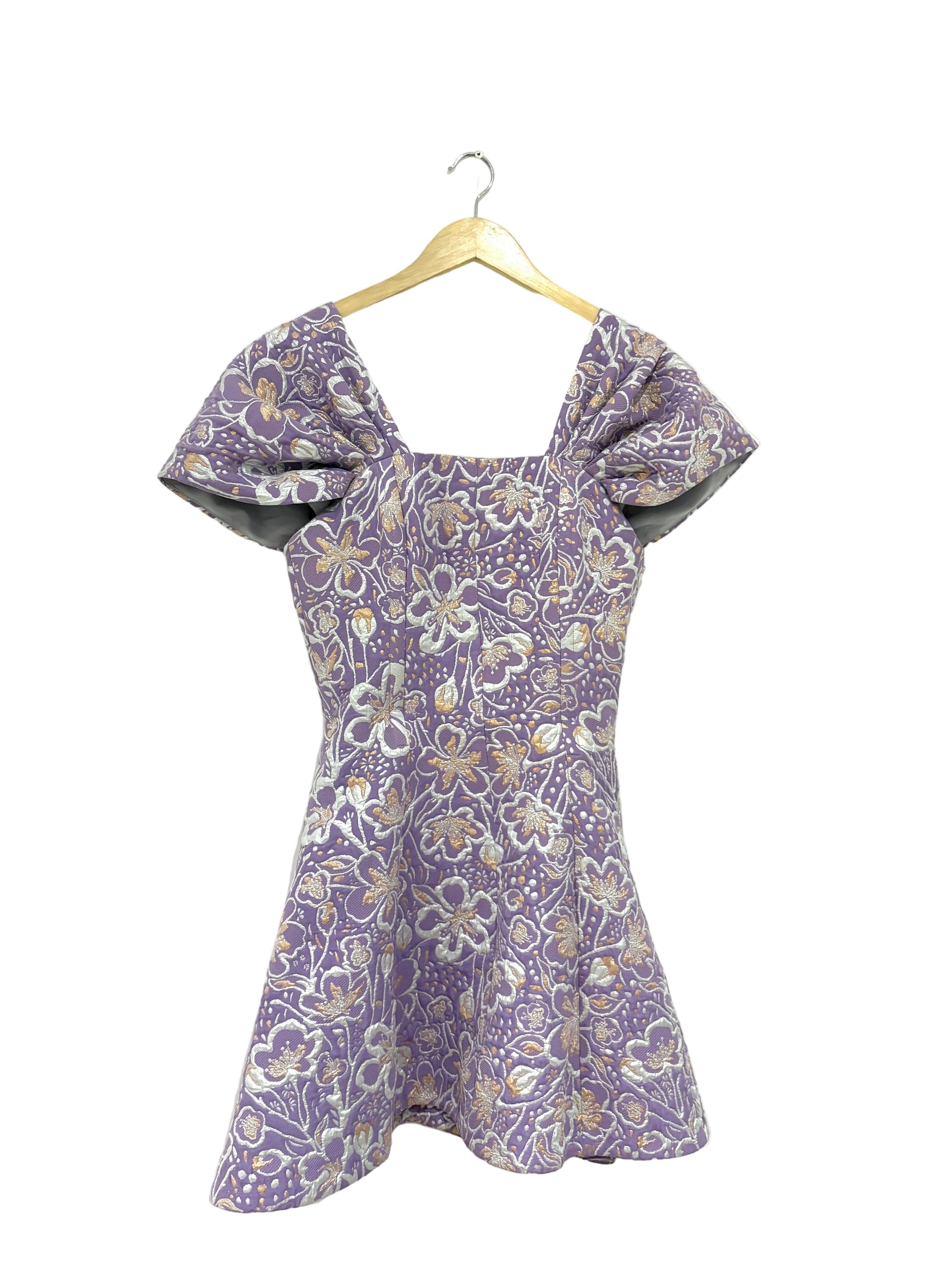 rotate birger christensen petra off the shoulder floral jacquard mini dress