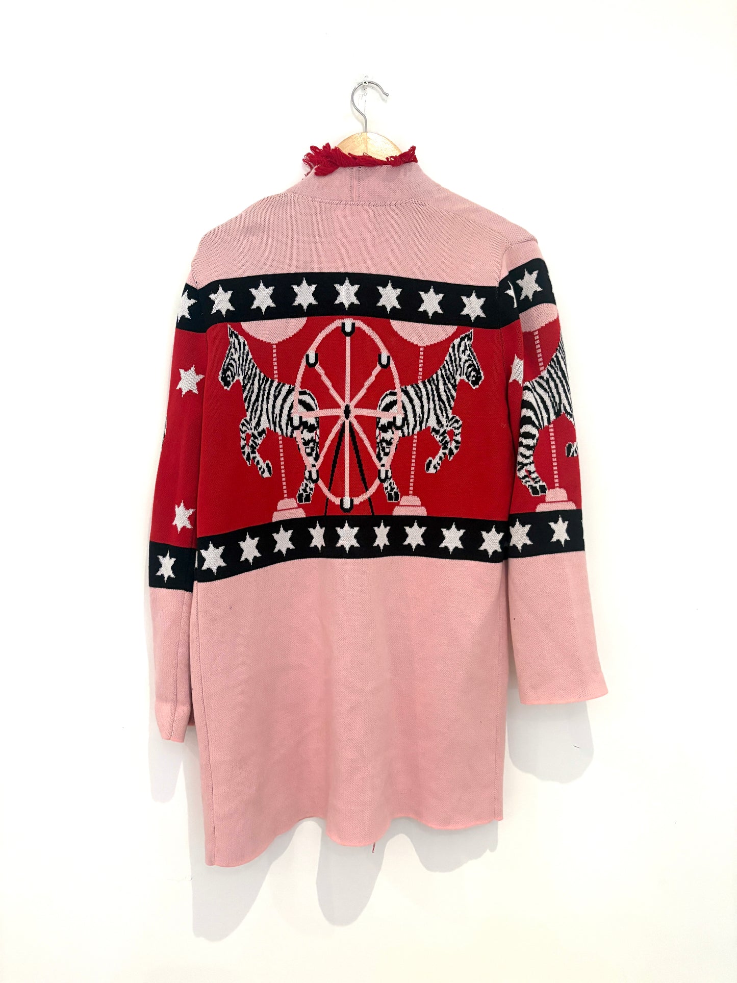 Hayley Menzies Pink and Red Zebra Cotton Jacquard Cardigan S