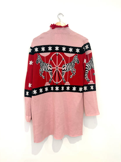 Hayley Menzies Pink and Red Zebra Cotton Jacquard Cardigan S